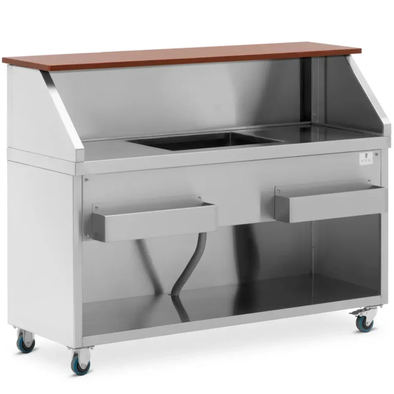 Bárpult jégtárolóval és palackpolcokkal, 150 cm