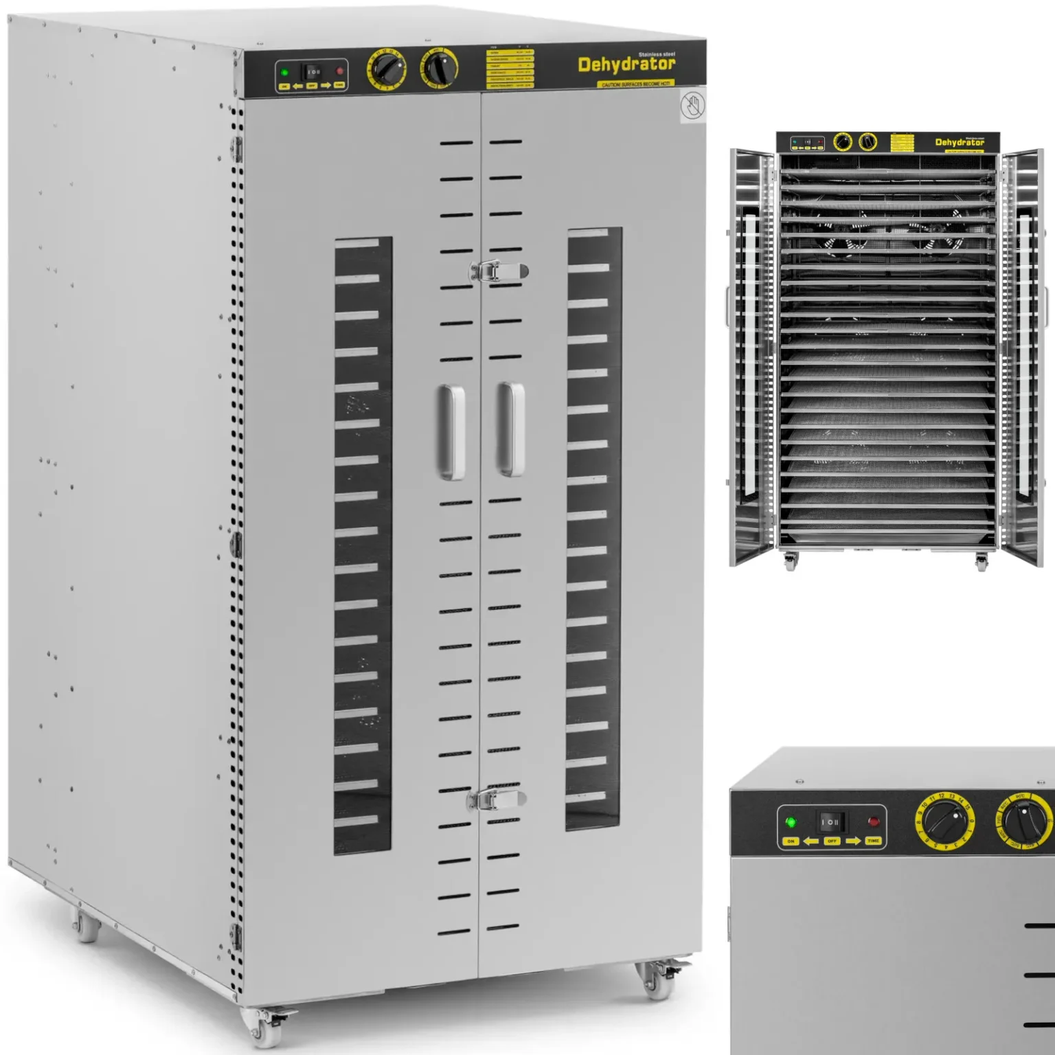 Industrieller Lebensmittel-, Kräuter- und Obsttrockner, 24 Einschübe, 40–90 °C, 5850 W