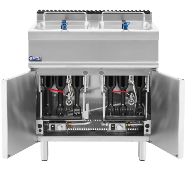 Kétkamrás gázolajsütő szekrénnyel, propán / LPG / földgáz, 2 x 36 l, 30 kW