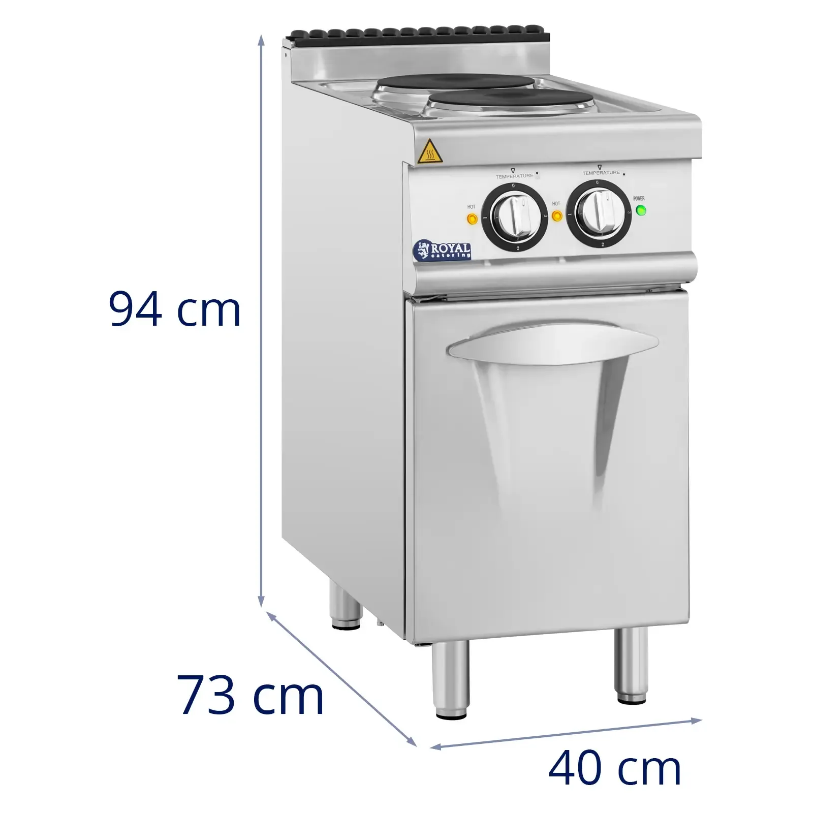 Freestanding electric range with cabinet, 2 cooking zones, 5.2 kW, 400 V 7