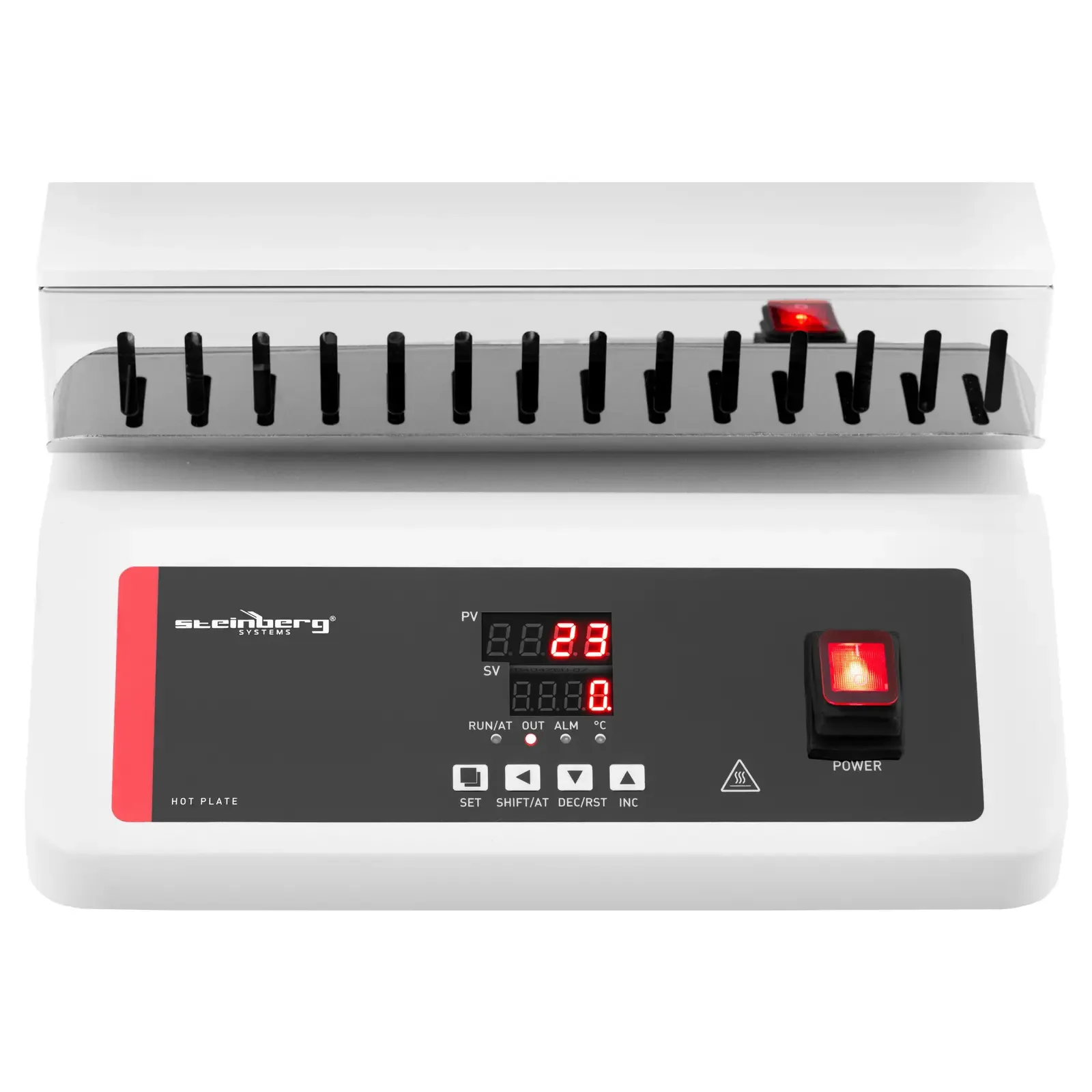 30 x 30 cm-es LED laboratóriumi melegítőlap, 350 °C-ig 3