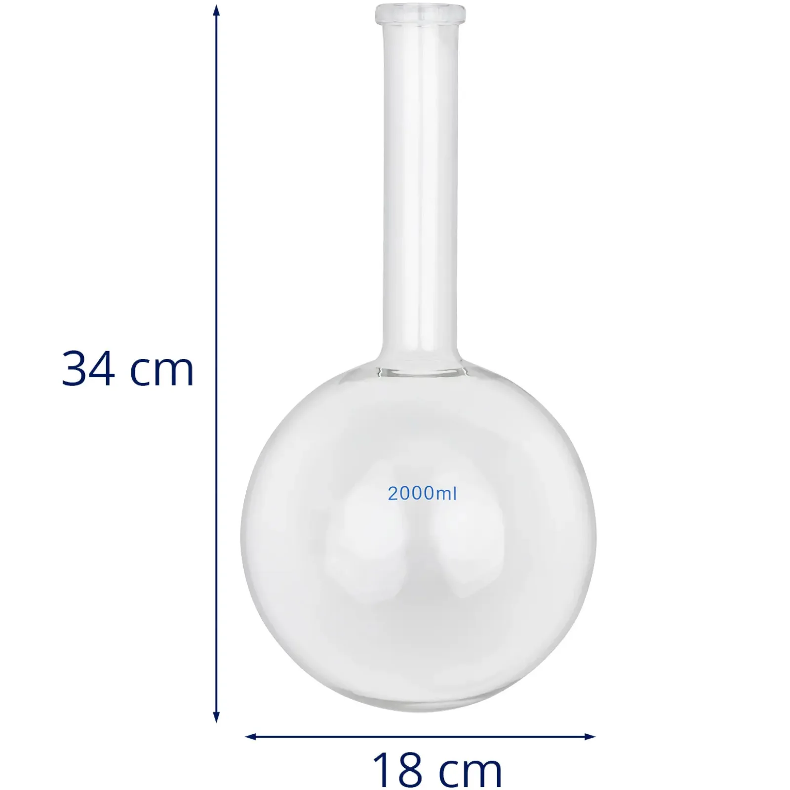 2000 ml-es lapos fenekű, kerek fenekű laboratóriumi üvegpohár 2