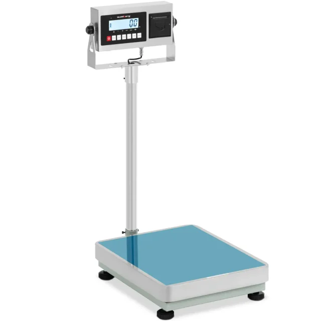 LCD címkenyomtatóval ellátott platformmérleg, 50 x 40 cm, 300 kg / 10 g