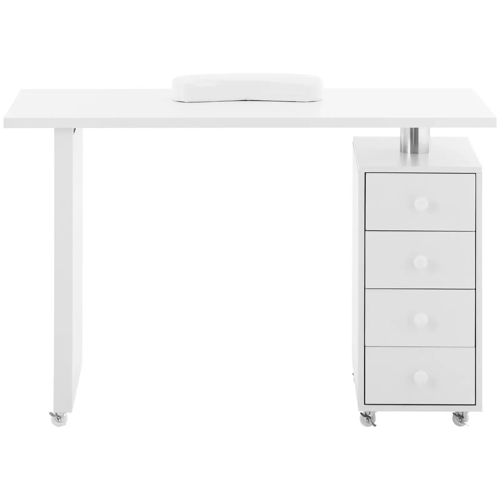 Masă de manichiură cu suport pentru mâini, 4 sertare, 119 x 45 cm - alb 2