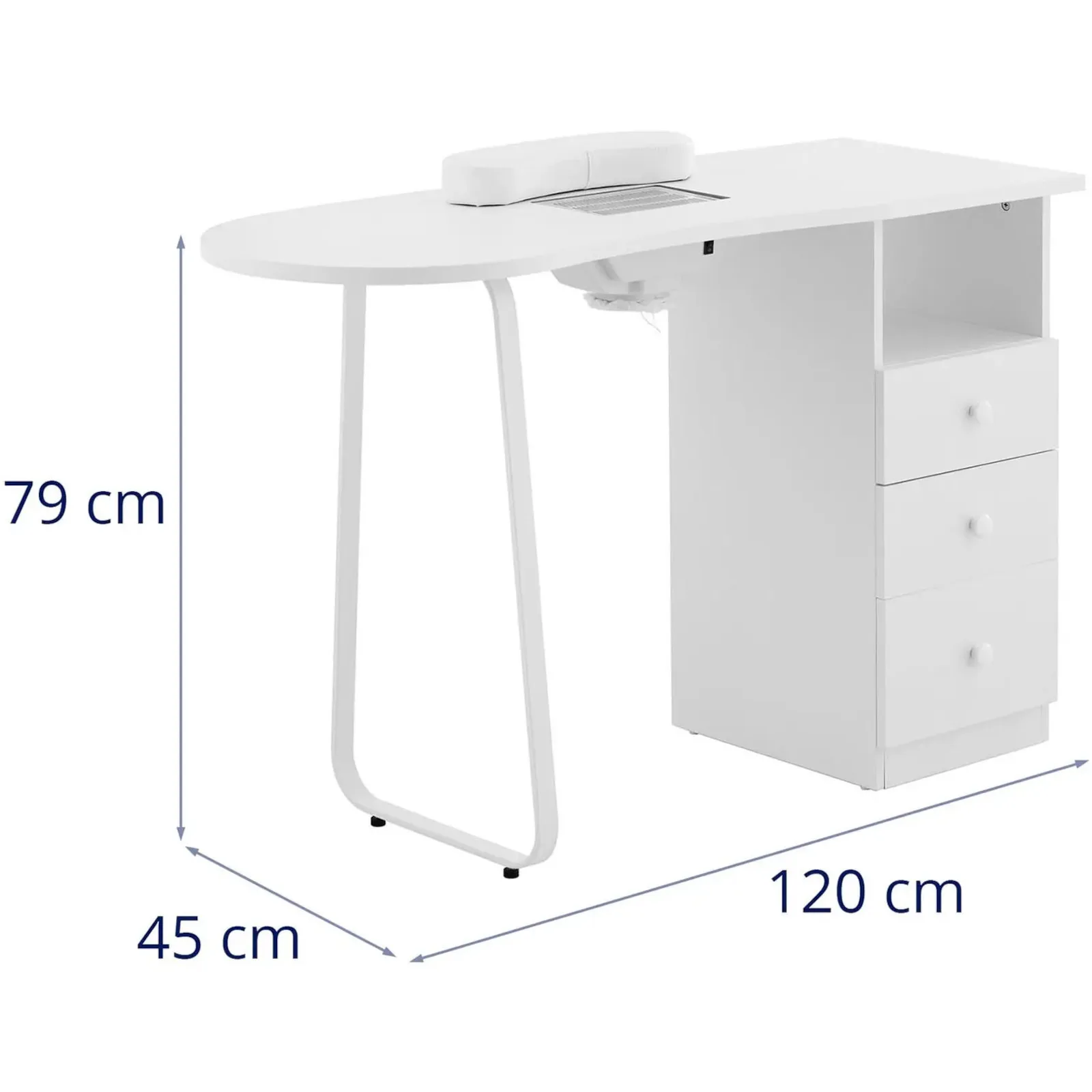 Masă de manichiură cu colector de praf, 120 x 45 cm - alb 6