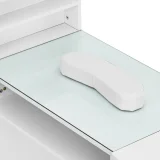 Măsuță cosmetică pentru manichiură, blat din sticlă, 3 sertare, 3 dulăpioare, 140 x 50 cm - alb și auriu 3