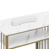 Masă de manichiură cu suport pentru mâini, 3 sertare, 110 x 46 cm - marmură aurie 3