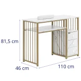 Masă de manichiură cu suport pentru mâini, 3 sertare, 110 x 46 cm - marmură aurie 5