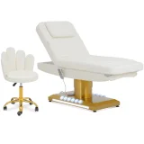 Beheizbarer SPA-Kosmetikstuhl mit 3 Motoren, 200 kg Tragkraft, SAVONA – weiß und gold 2