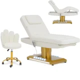 Beheizbarer SPA-Kosmetikstuhl mit 3 Motoren, 200 kg Tragkraft, SAVONA – weiß und gold