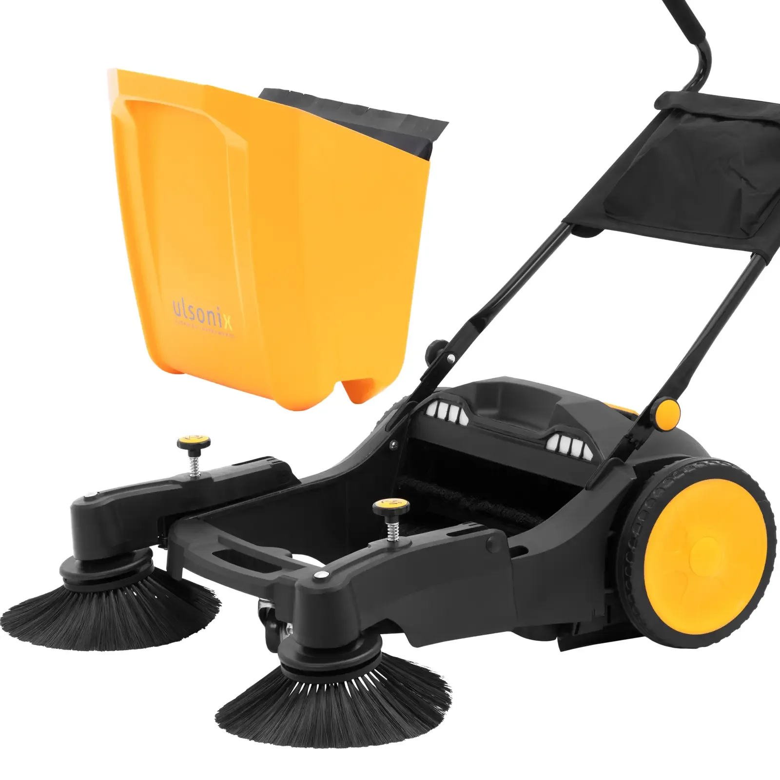 Hand-pushed warehouse sweeper for sand and leaves, 2 brushes, 92 cm, 40 L 6