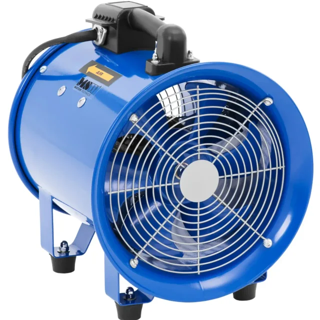 Ipari építőipari ventilátor 10 m-es tömlővel, 2700 m³/h, 280 mm átmérőjű