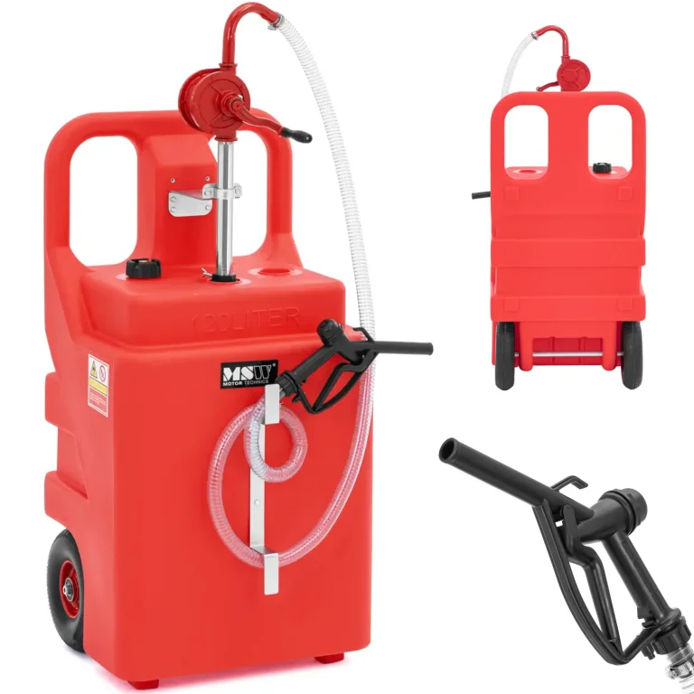 Kerekes, kézi szivattyús hordozható üzemanyagtartály, 20 l/perc, 120 l