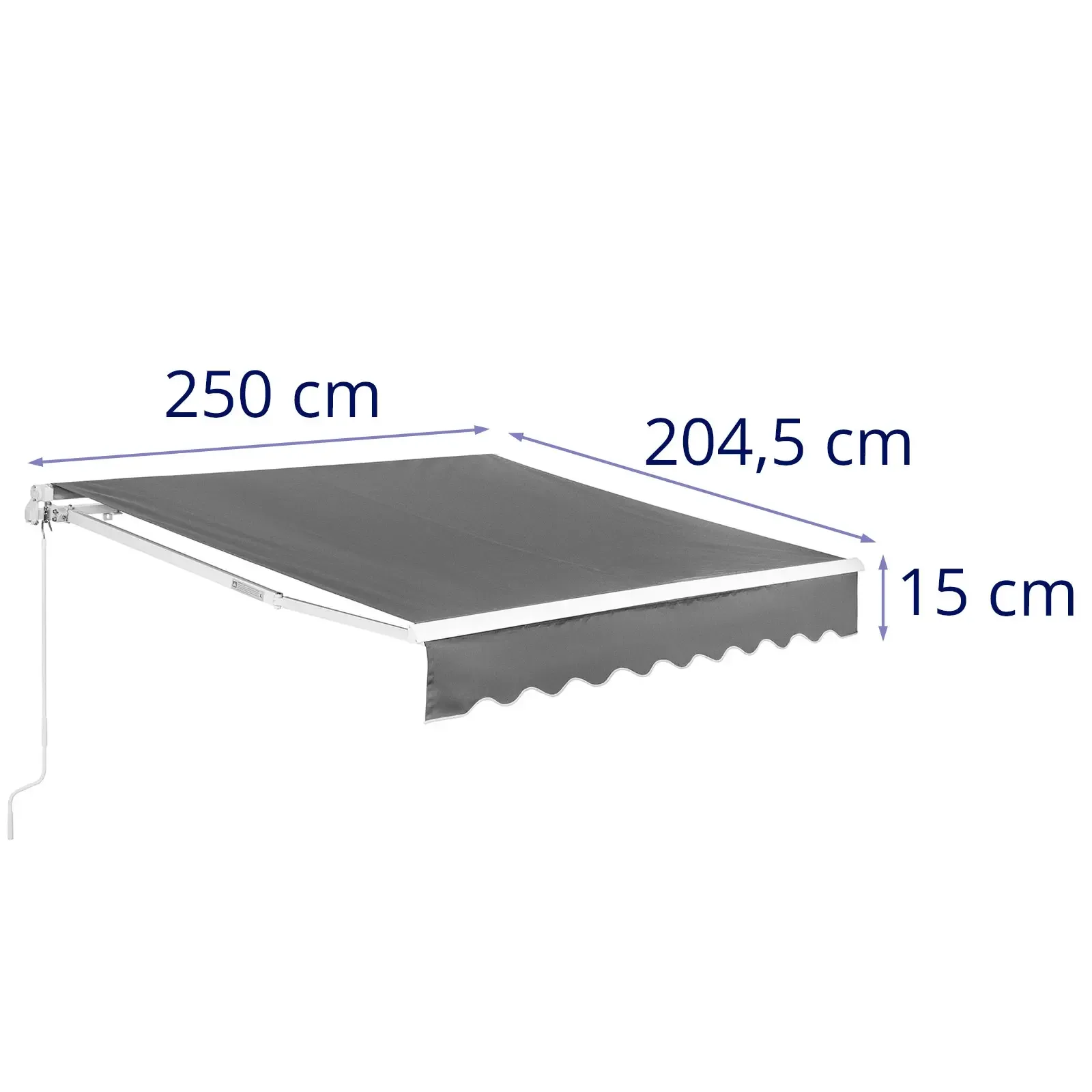 Manually retractable balcony/patio awning 200 x 250 cm - gray 7