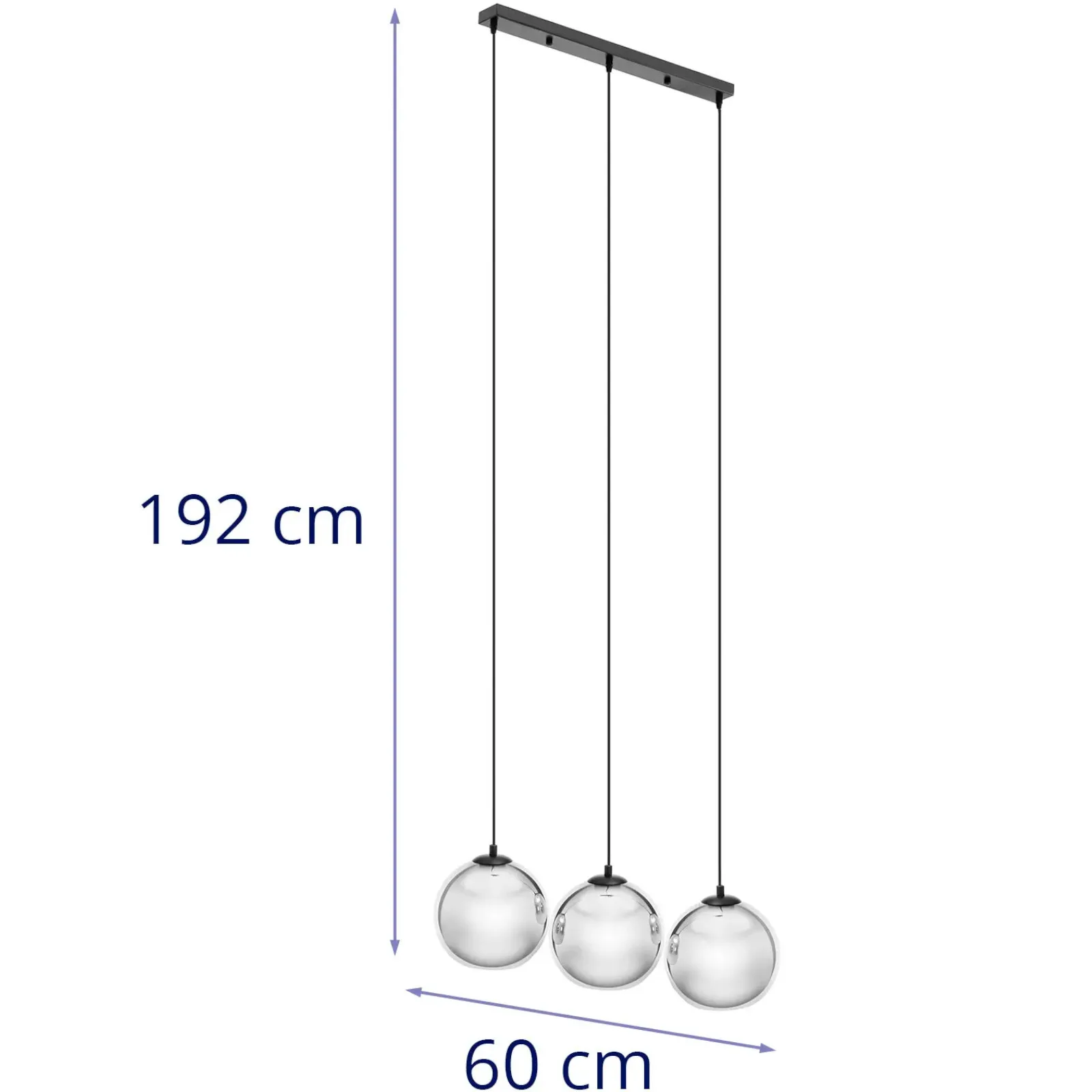 Moderna stropna lampa s 3 svjetla E27 - staklene kugle 4