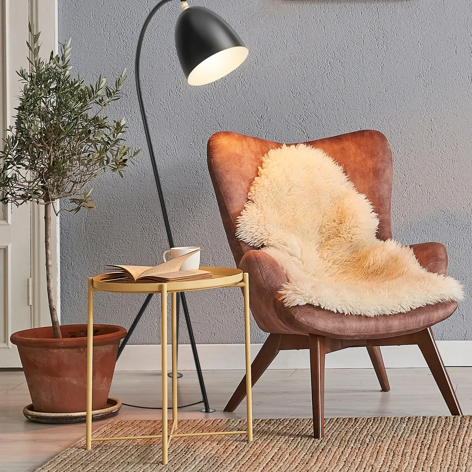 Metal floor lamp with adjustable shade, E27, 125 cm 3