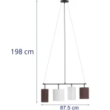 Modern, 4 lámpás E14 mennyezeti lámpa – fehér és barna 6