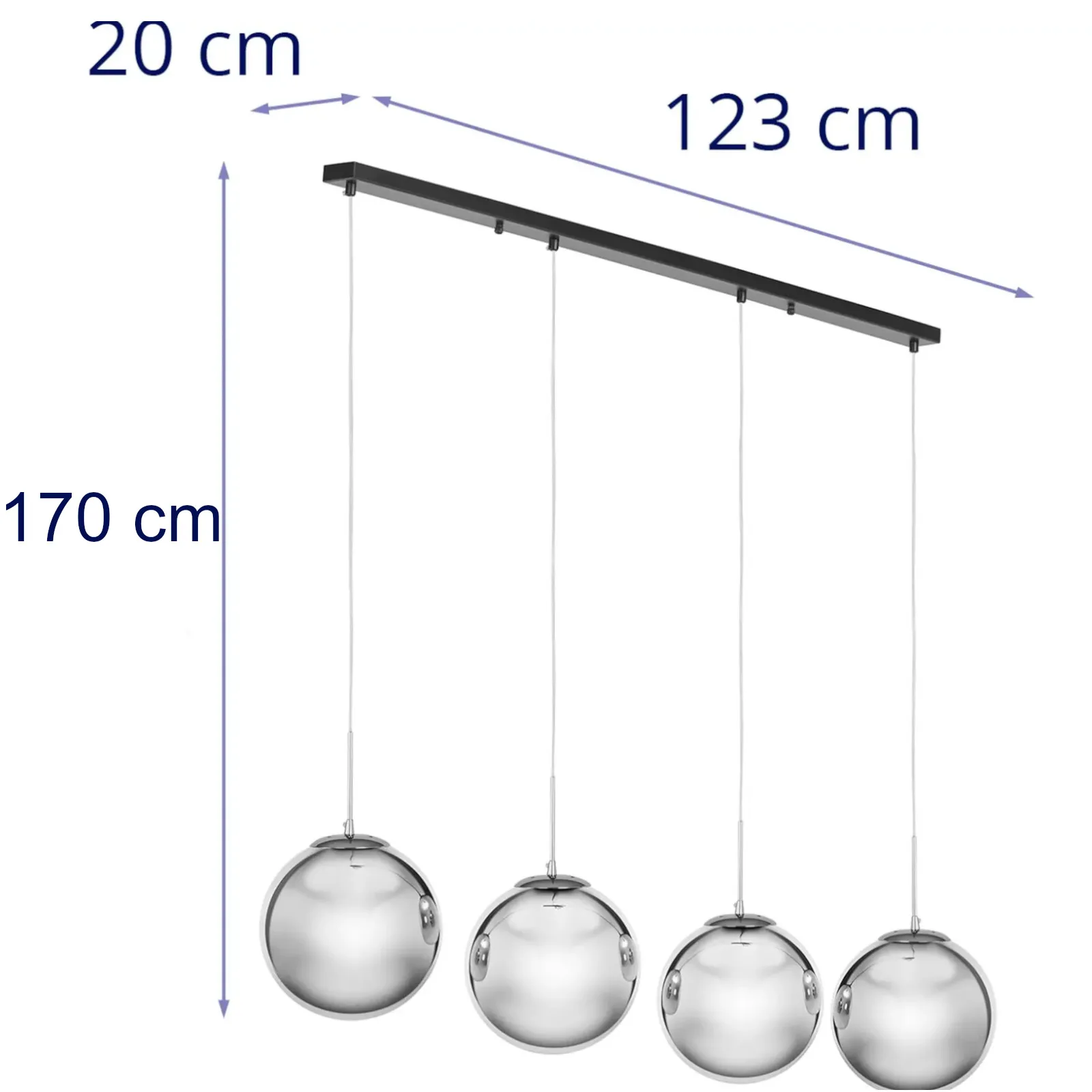 Modern 4-light ceiling lamp, E27 - smoked glass 4