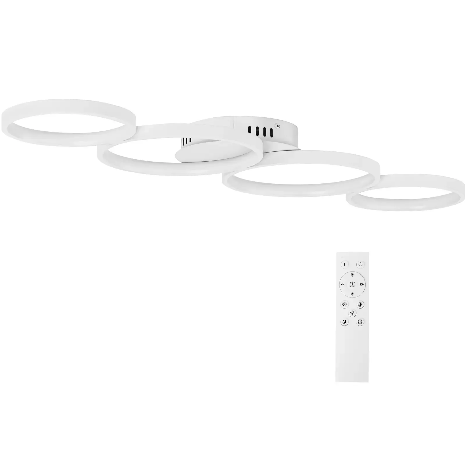 Modern LED mennyezeti lámpa távirányítóval – 4 fehér kör