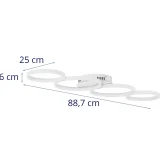 Moderna LED stropna svjetiljka s daljinskim upravljačem - 4 bijela kruga 7