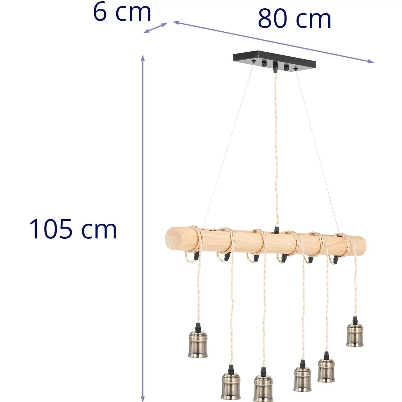 LOFT 6-light E27 pendant ceiling lamp - wooden beam 5
