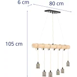 LOFT 6-lámpás E27 függesztett mennyezeti lámpa - fa gerenda 5