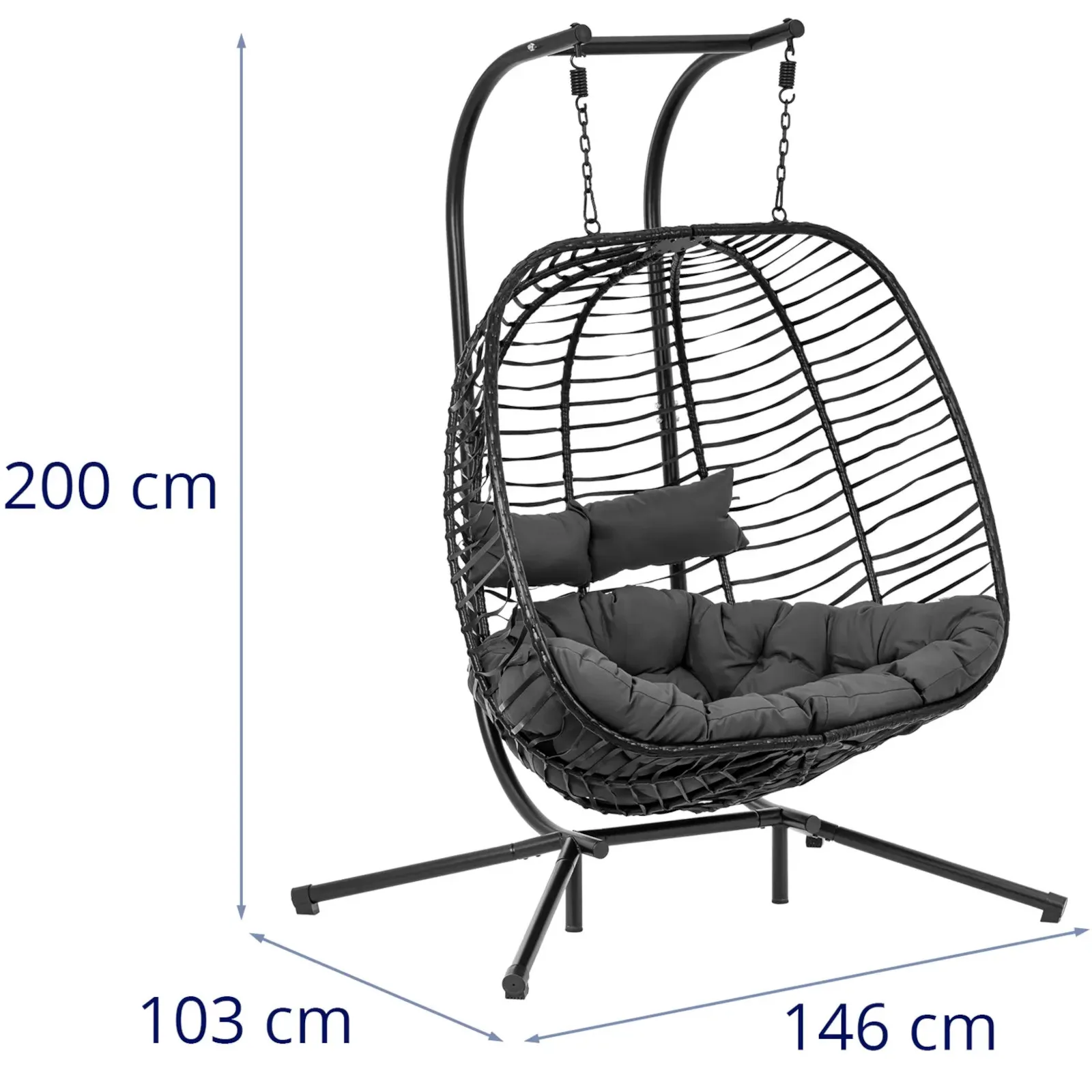 Kerti függő kosárszék, kétüléses hintaszék, max. 200 kg 7