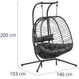 Kerti függő kosárszék, kétüléses hintaszék, max. 200 kg 7