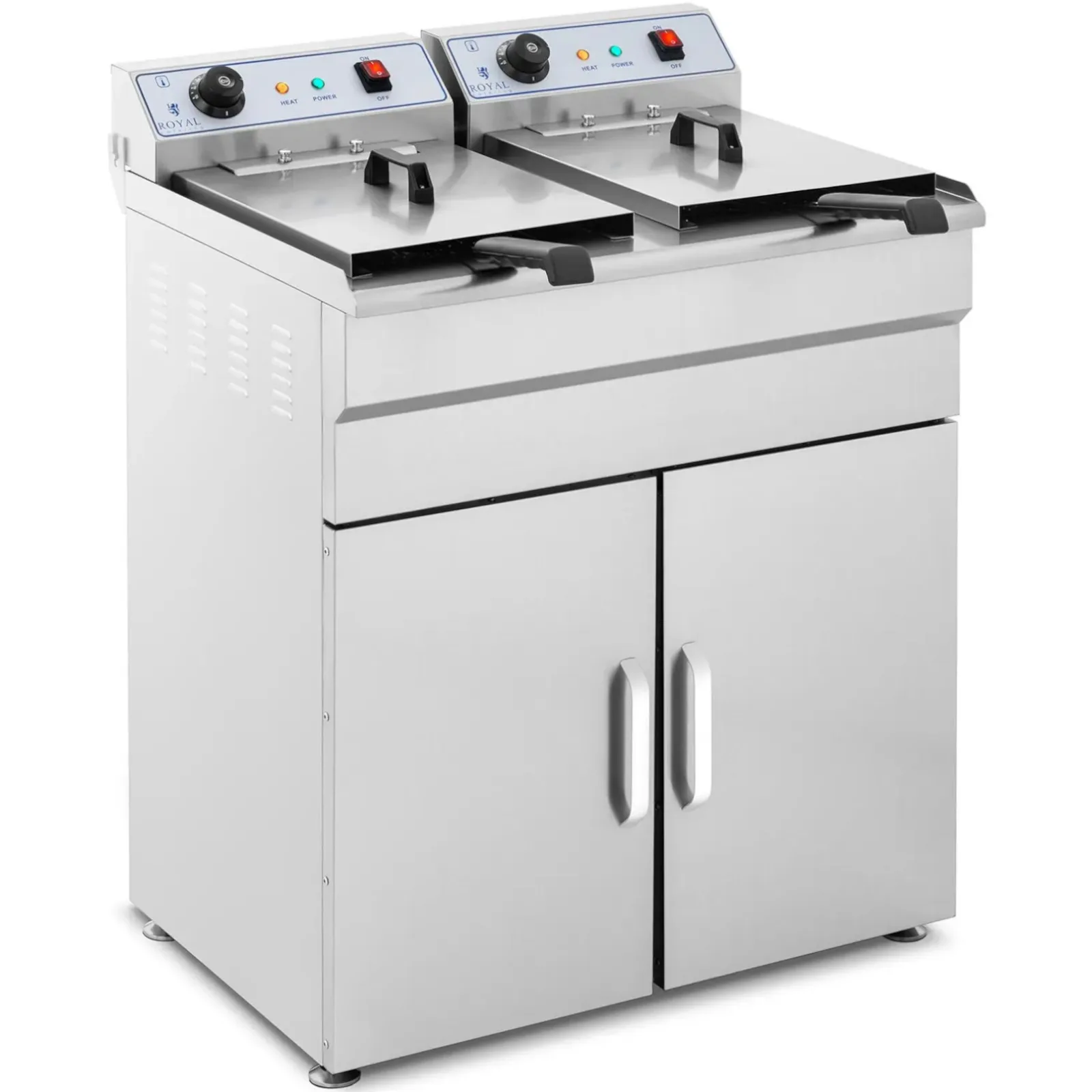Kétkamrás fritőz szekrénnyel, 400 V – 2x10 l