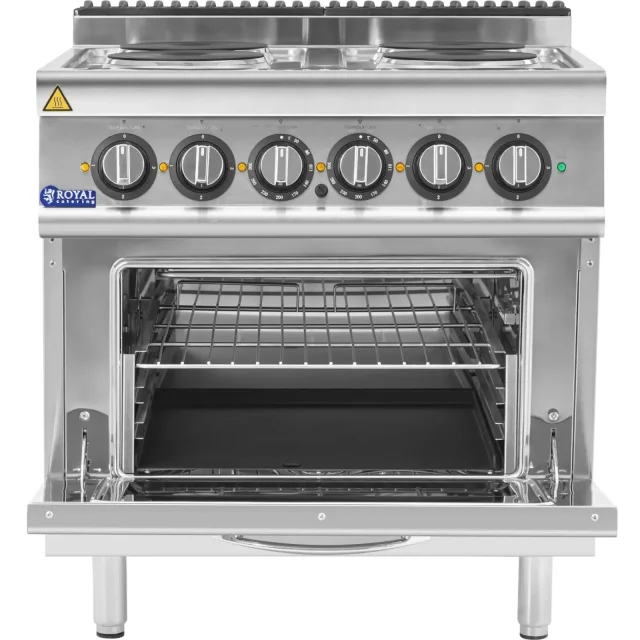 Elektromos tűzhely sütővel, 4 főzőlappal, 400 V, 13,9 kW