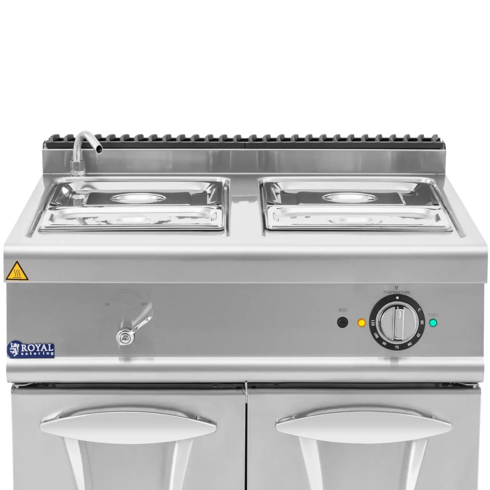Elektrický vodný kúpeľ so skriňou a kohútikom, 2x GN 1/2, 2x GN 1/3, 6000 W 3