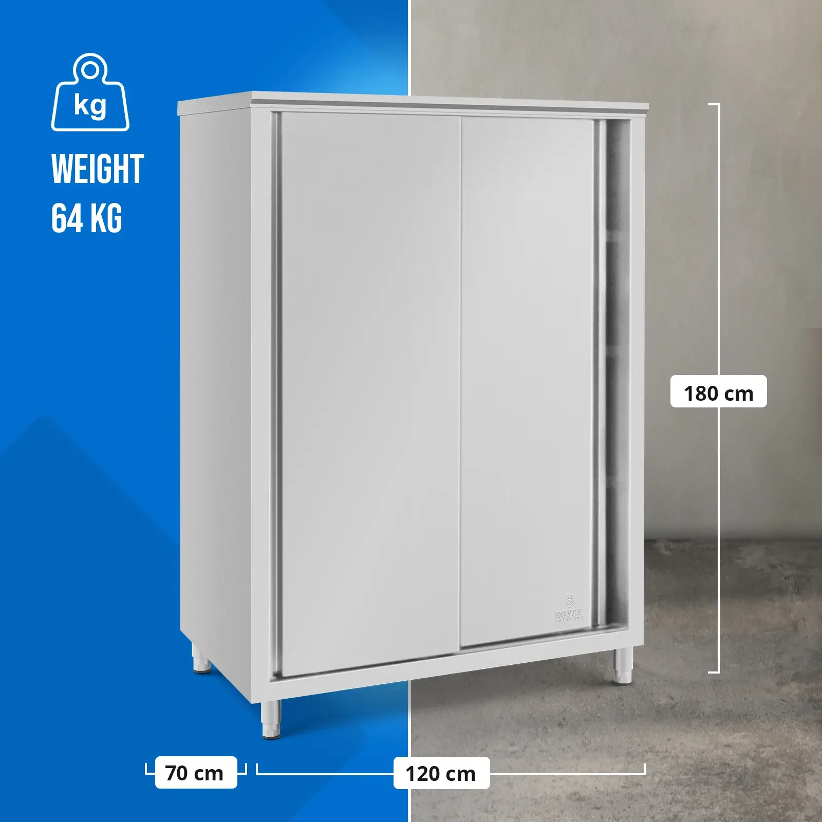 Dulap de catering cu uși glisante STAL 120 x 70 x 180 cm 7