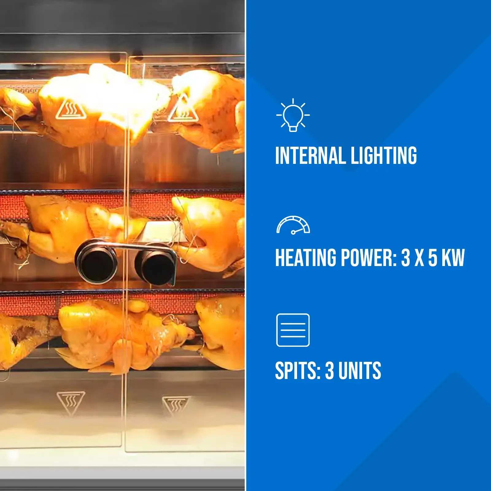 Plynová roštovacia pec až na 15 kurčiat, 3 ražne, propán-bután, 15 kW 5