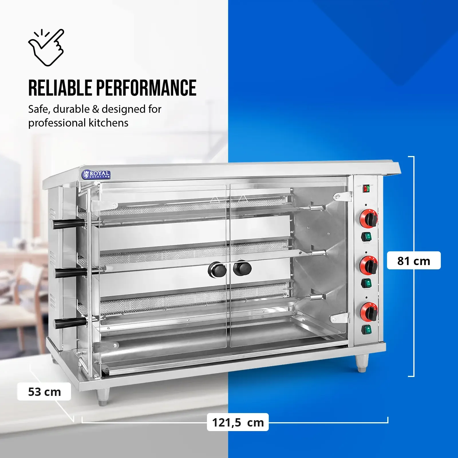 Plynová roštovacia pec až na 15 kurčiat, 3 ražne, propán-bután, 15 kW 8