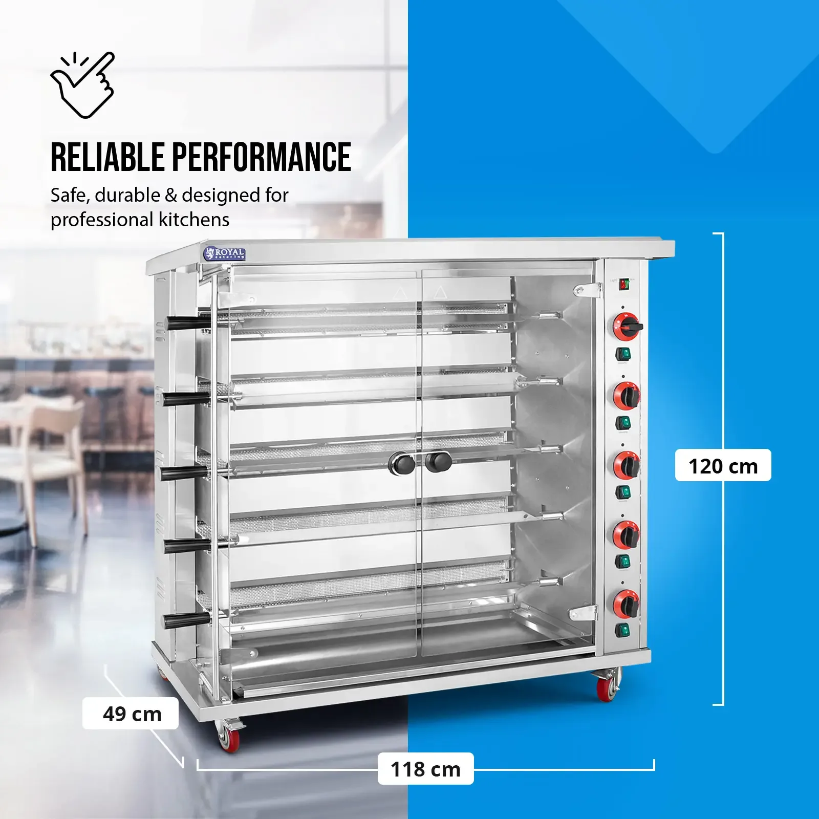 Plynová roštovacia pec až na 25 kurčiat, 5 špízov, propán-bután, 25 kW 8