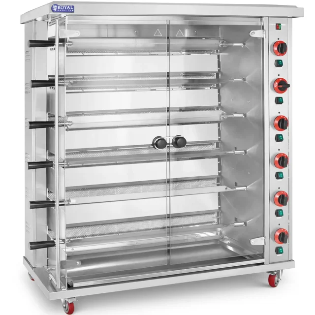 Gázos forgóspit akár 30 csirkéhez, 6 nyárssal, propán-bután, 30 kW