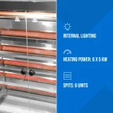 Plinska roštilj-vrtilica za do 30 pilića, 6 ražnjića, propan-butan, 30 kW 5