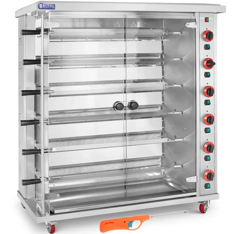 Gázos forgóspit akár 30 csirkéhez, 6 nyárssal, propán-bután, 30 kW