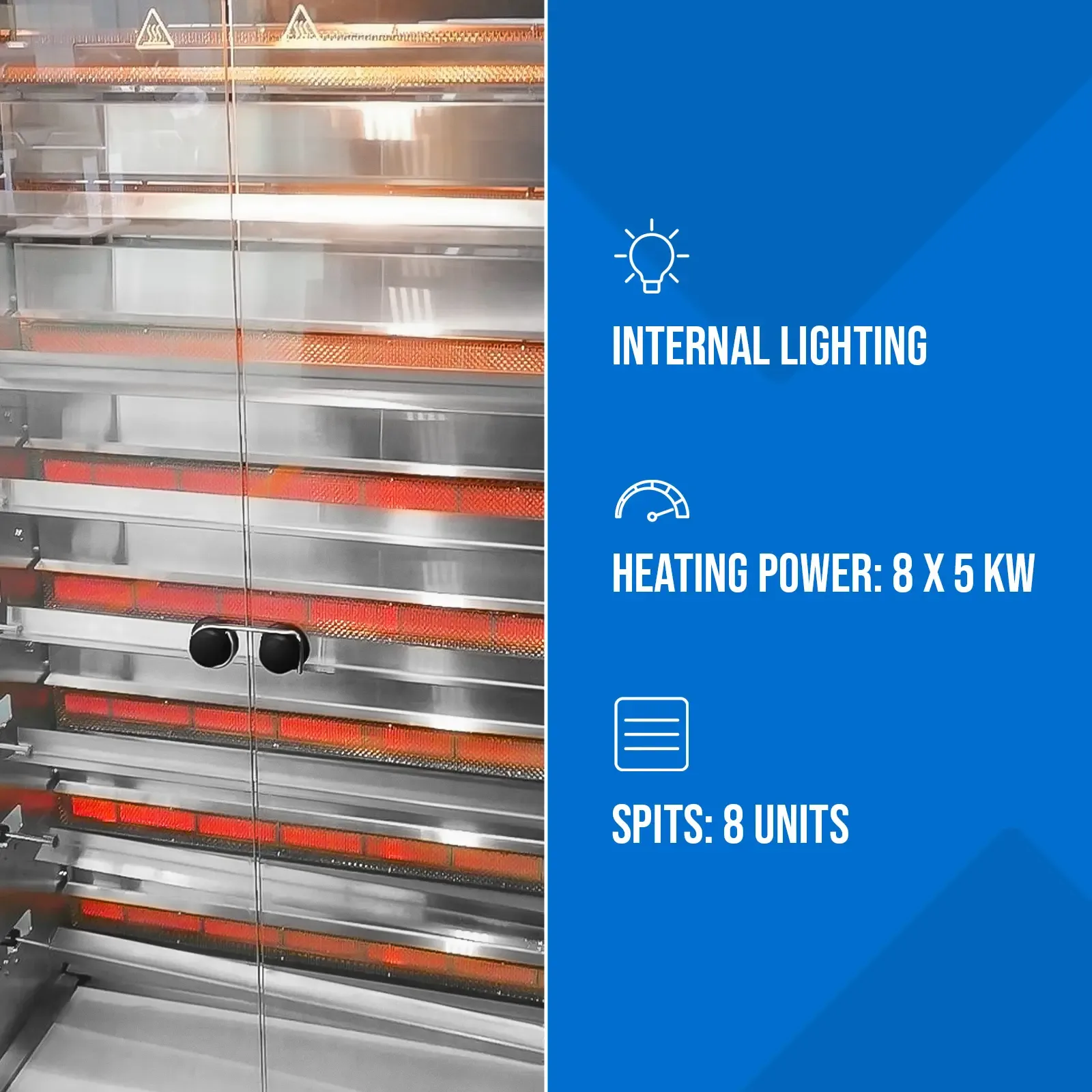 Rotisor pe gaz pentru până la 40 de pui, 8 frigarui, propan-butan, 40 kW 4