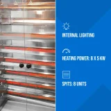 Gasna roštiljska peć za do 40 pilića, 8 ražnjića, propan-butan, 40 kW 4