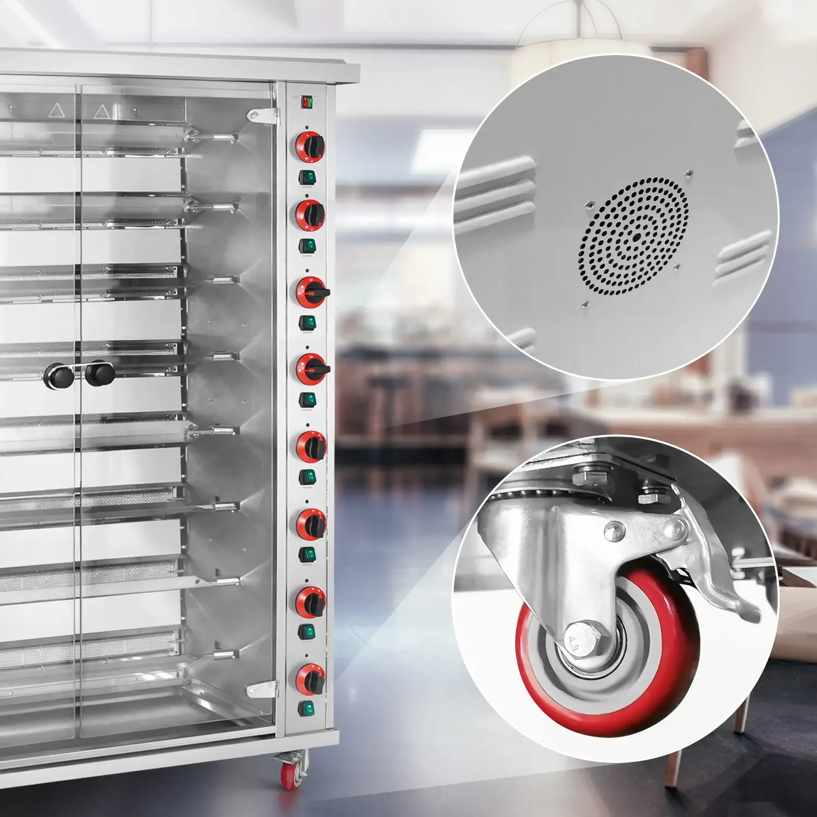 Rotisor pe gaz pentru până la 40 de pui, 8 frigarui, propan-butan, 40 kW 5