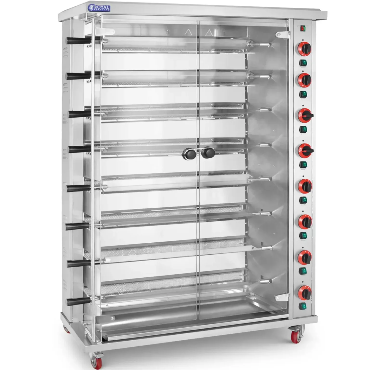 Gasna roštiljska peć za do 40 pilića, 8 ražnjića, propan-butan, 40 kW