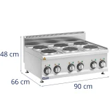 Állítható elektromos főzőlap 6 főzőzónával, 19 cm átmérőjű, 12 kW, 400 V 7