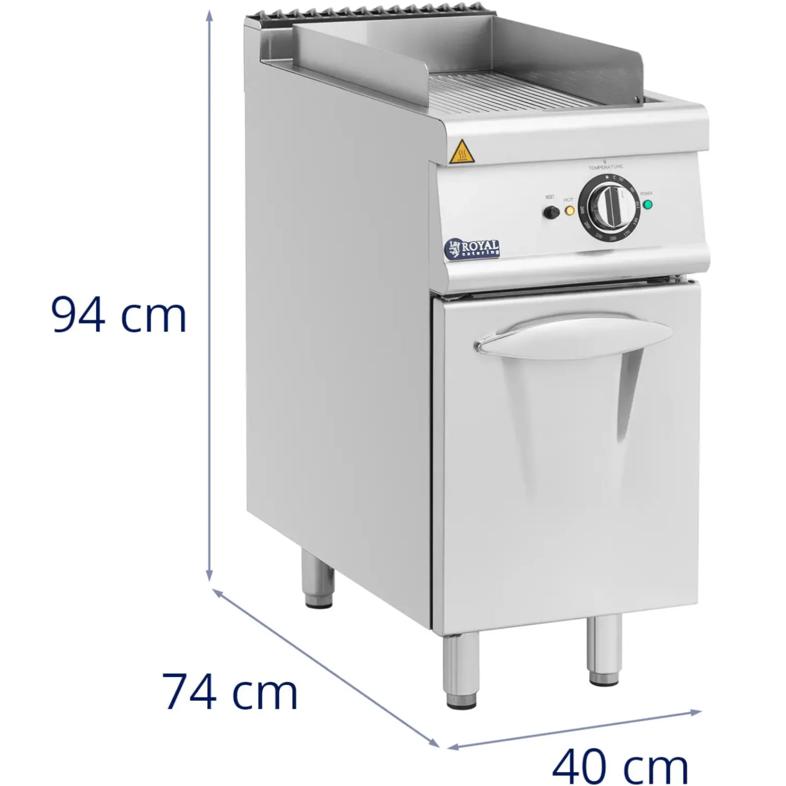 Electric ribbed grill plate with cabinet 33.5 x 55 cm 5.4 kW 8