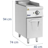 Elektromos bordázott grilllap szekrénnyel 33,5 x 55 cm 5,4 kW 8
