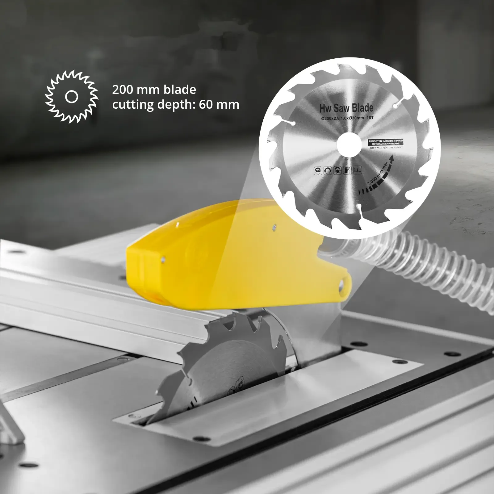 Fierăstrău circular de masă pentru lemn, cu diametrul de 200 mm, 400 V, 1100 W 4