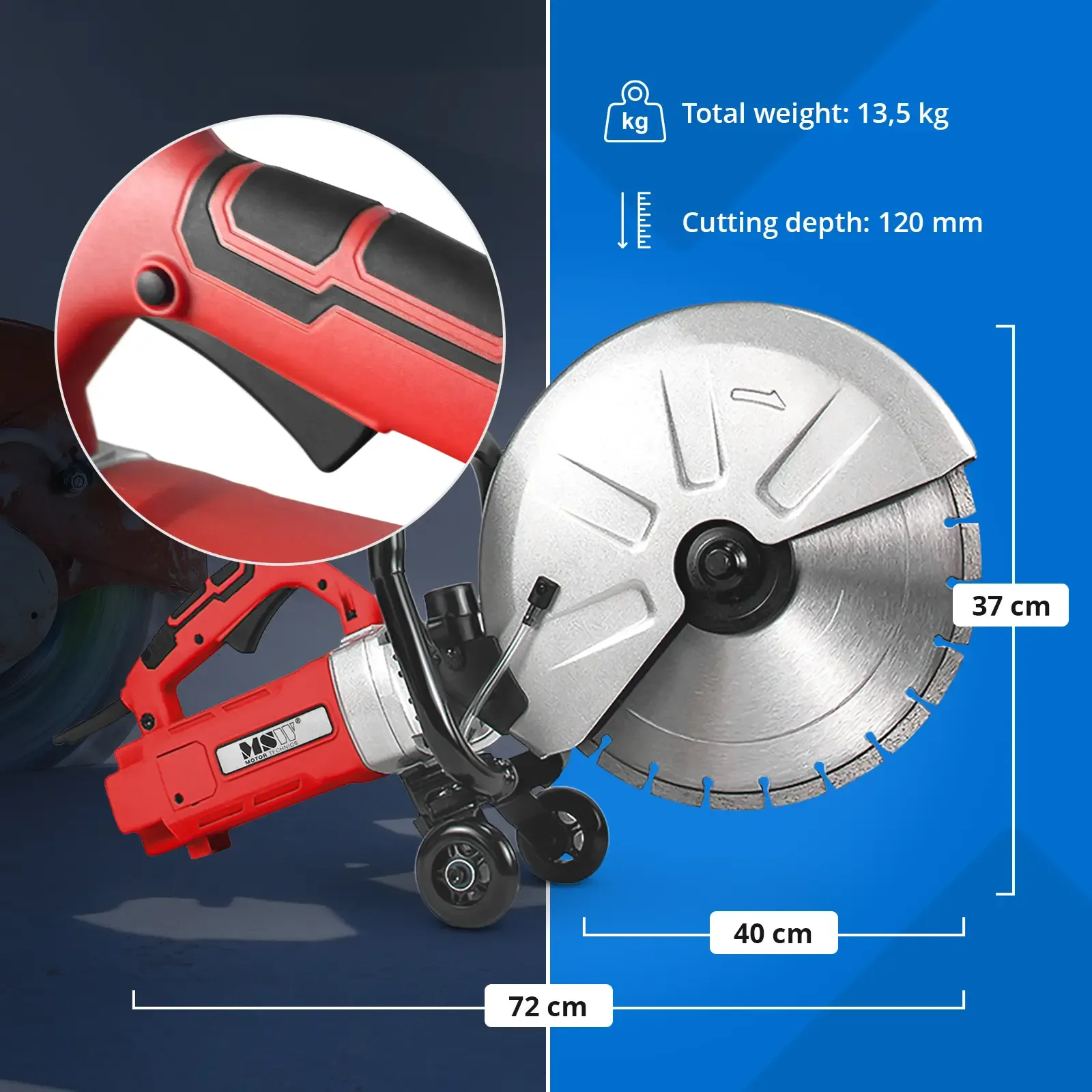 Fierăstrău electric pentru tăierea betonului, asfaltului și pietrei, 120 mm, 4000 rpm, 3500 W 5