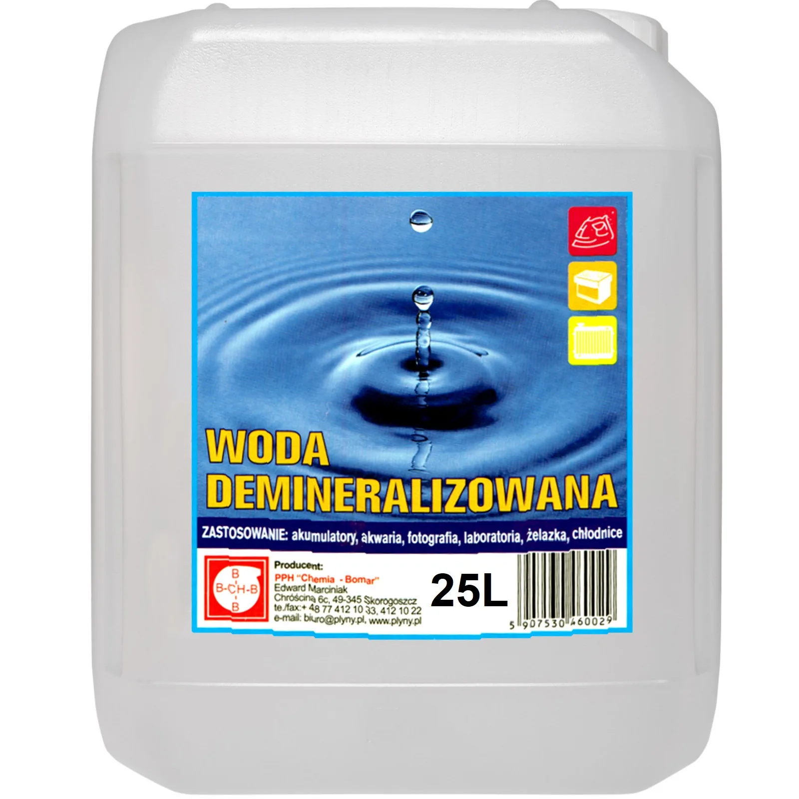 25 l desztillált, ásványianyag-mentes víz