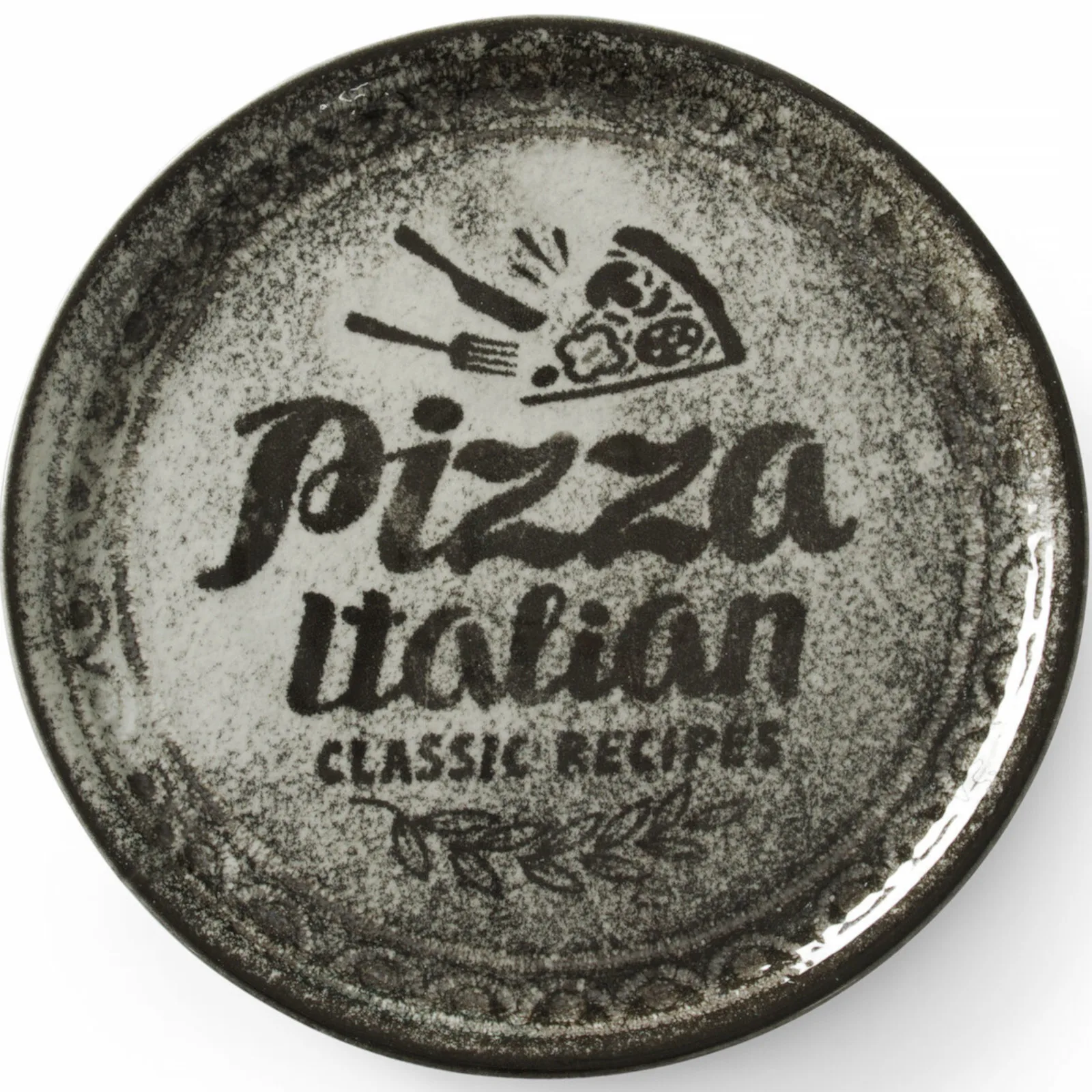 Receptgyűjtemény Fekete porcelán pizzatál, 33 cm átmérőjű - 6 darabos szett