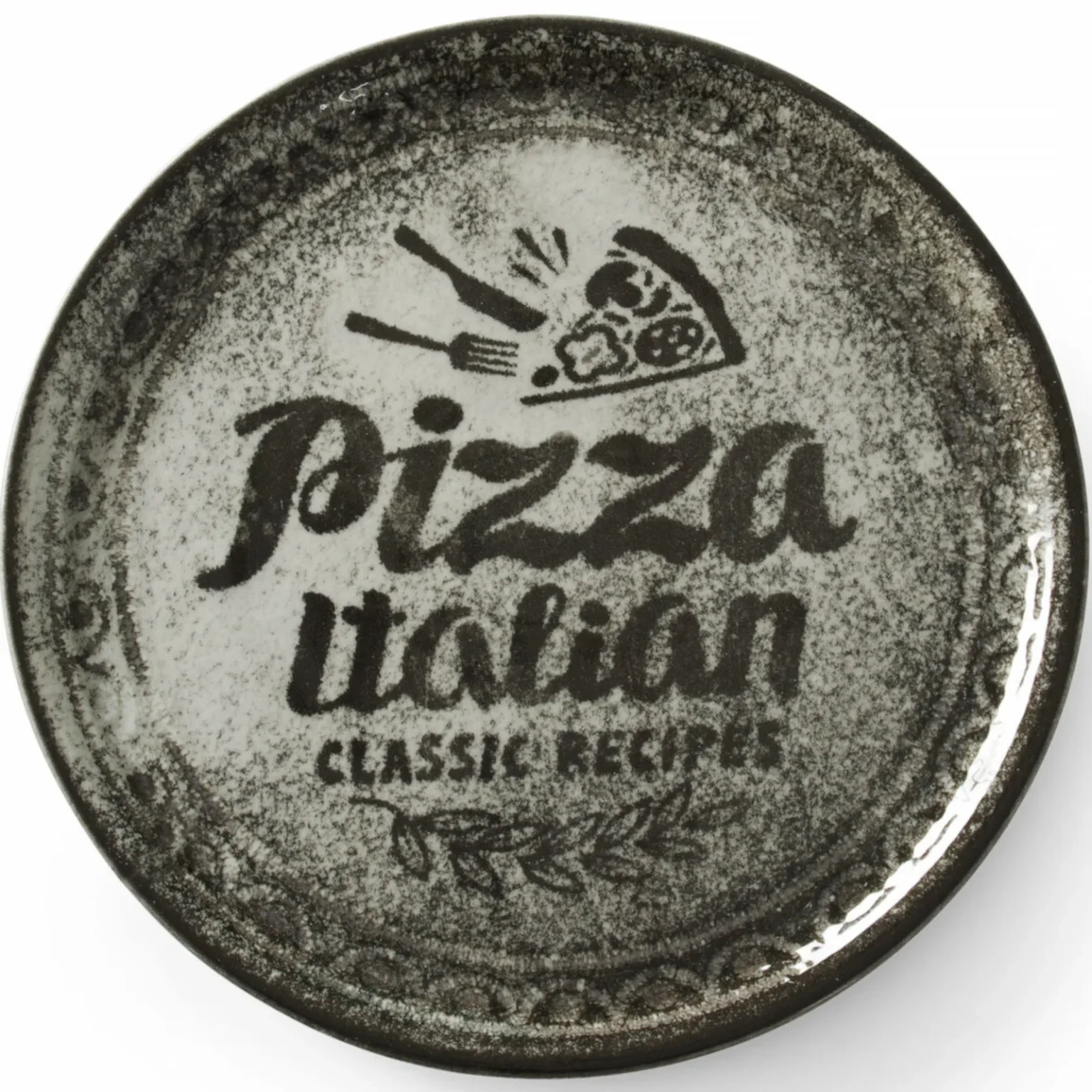Colecția de rețete Farfurie pentru pizza din porțelan negru, diametru 33 cm - set de 6 Colecția de rețete Farfurie pentru pizza din porțelan negru, diametru 33 cm - set de 6